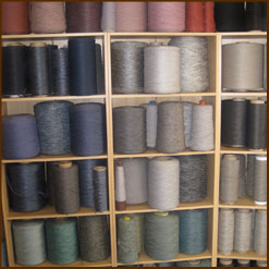 Shelves showing overlocking yarn